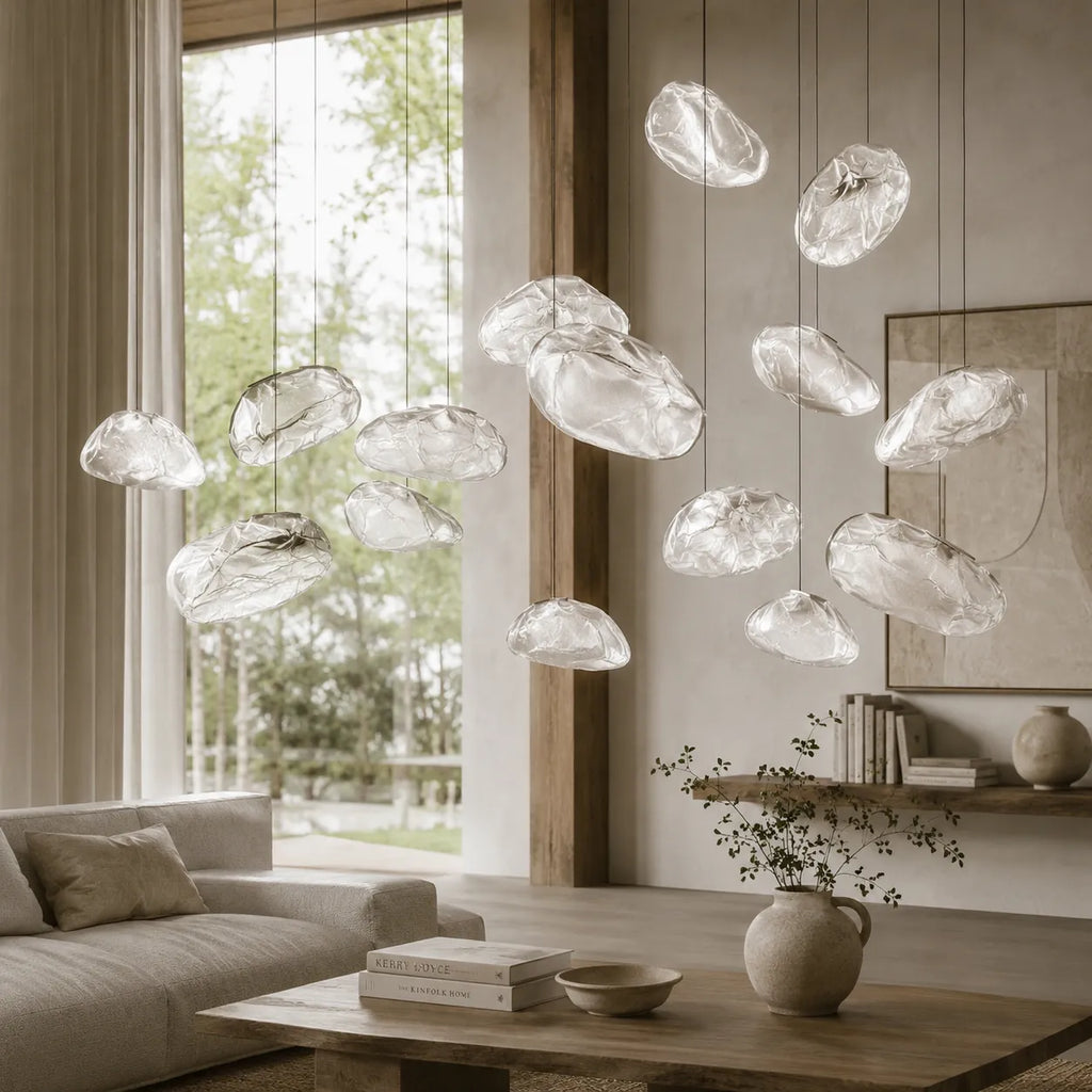 Pendant Light with Cloud-Inspired Glass Form and Soft Ambient Glow