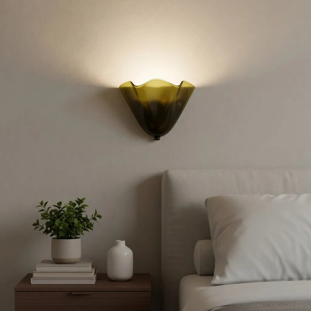 Wall Sconce Lamp with Wavy Sculpted Glass and Modern Design for Ambient Lighting