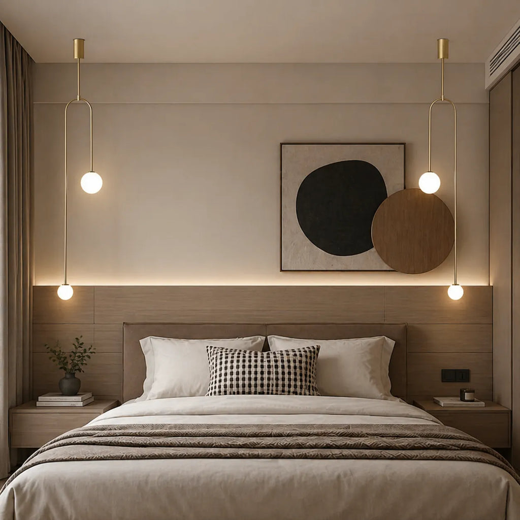 Pendant Light with Double Glass Globes and Adjustable Suspension for Dining Room