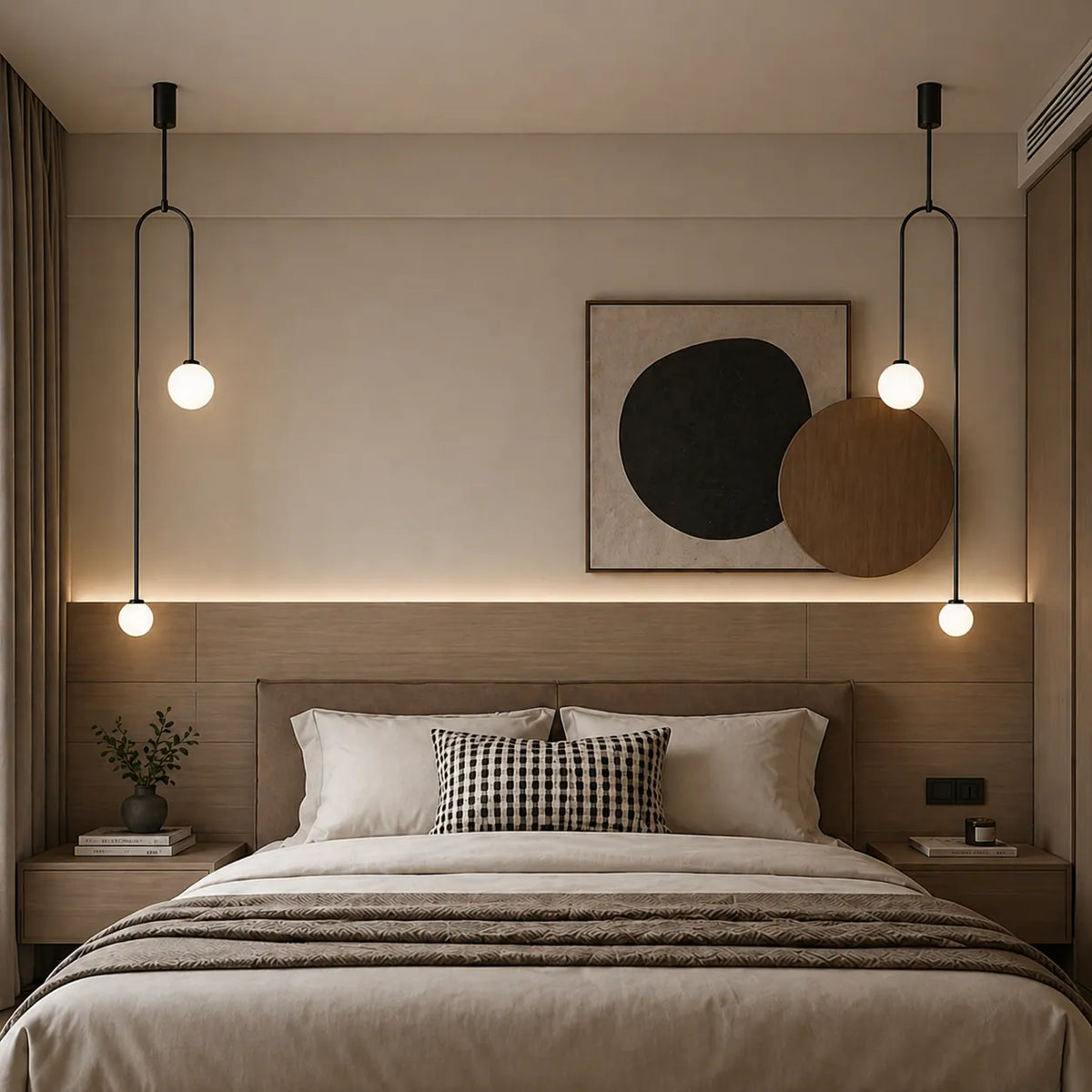 Pendant Light with Double Glass Globes and Adjustable Suspension for Dining Room