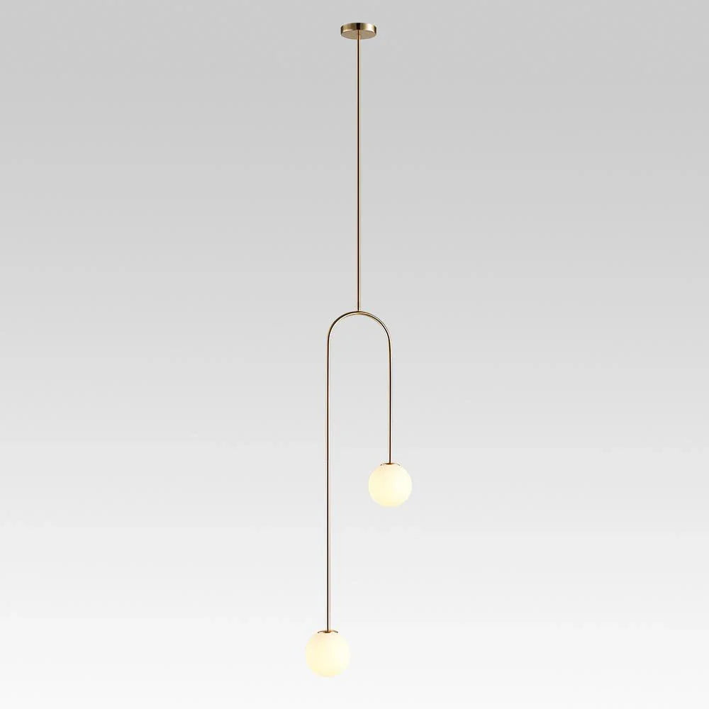 Pendant Light with Double Glass Globes and Adjustable Suspension for Dining Room