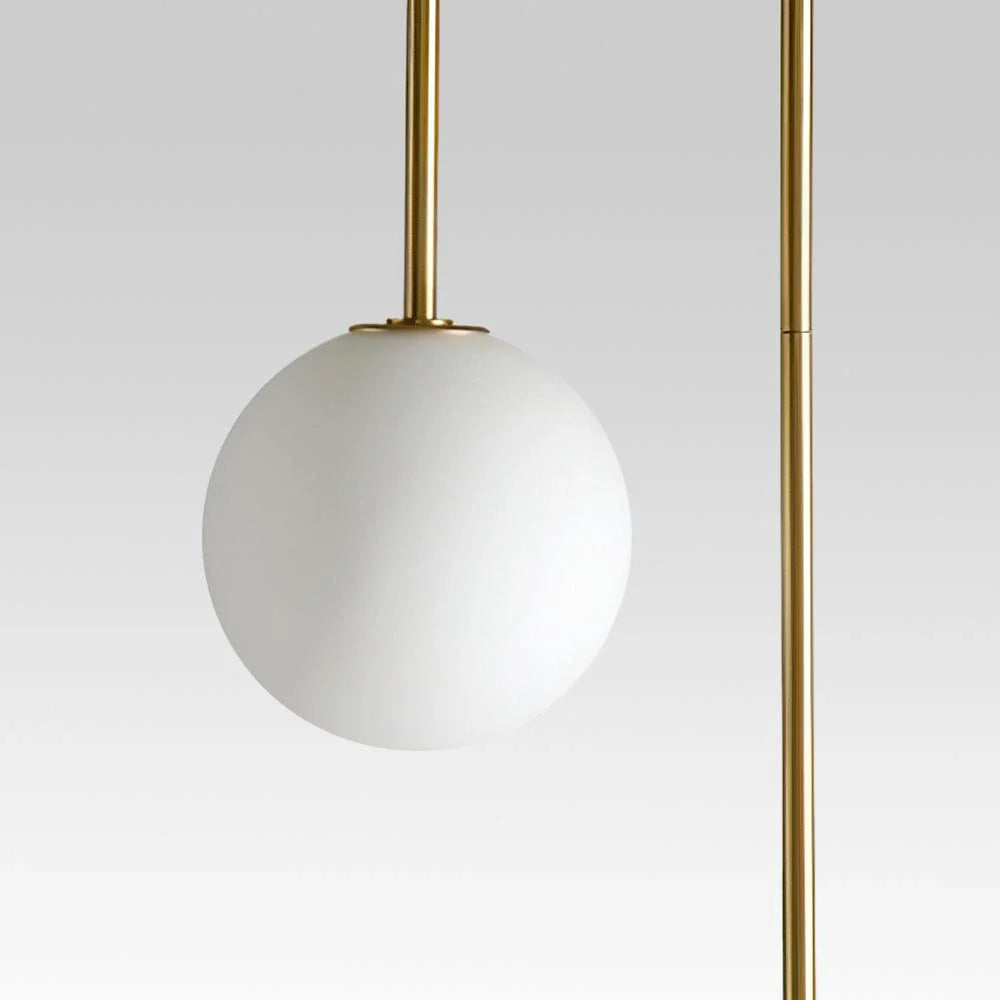 Pendant Light with Double Glass Globes and Adjustable Suspension for Dining Room