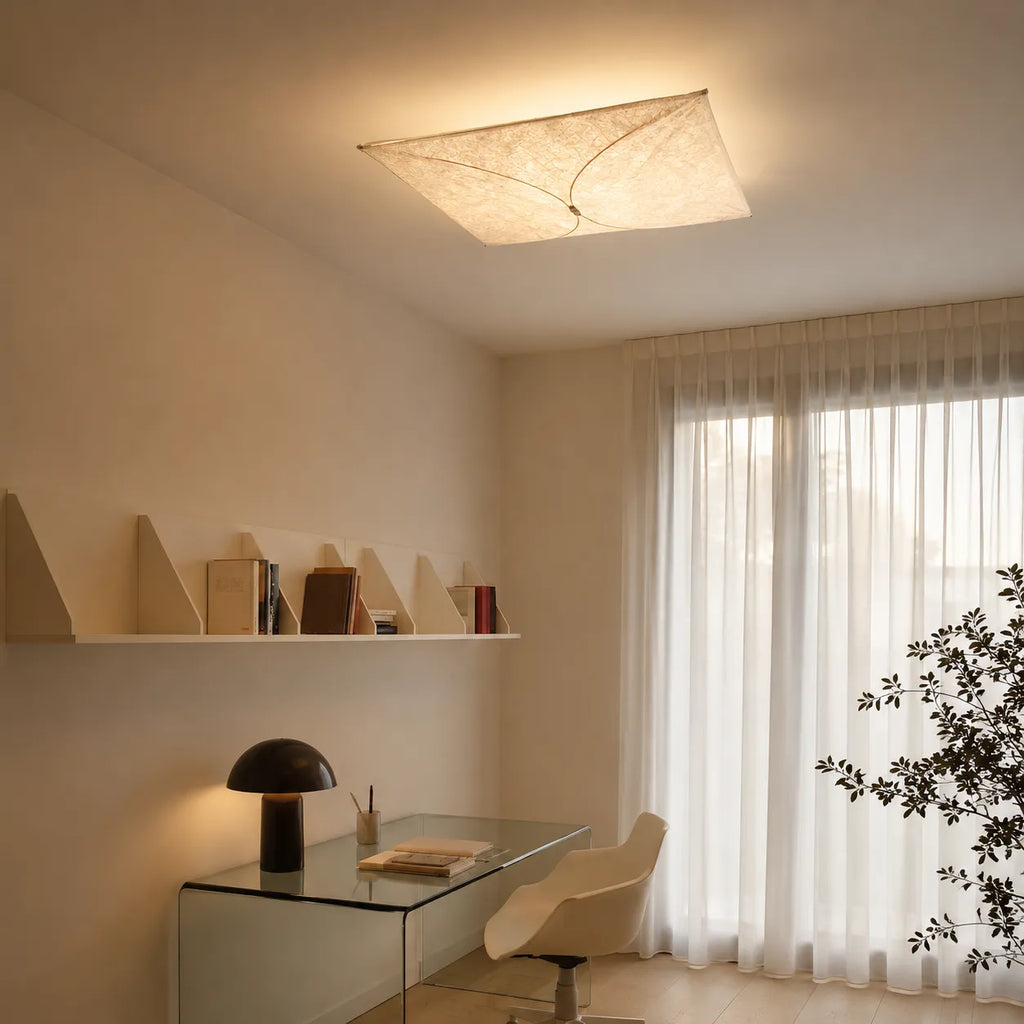 Kitchen Ceiling Light with Translucent Paper Diffuser and Minimal Metal Frame