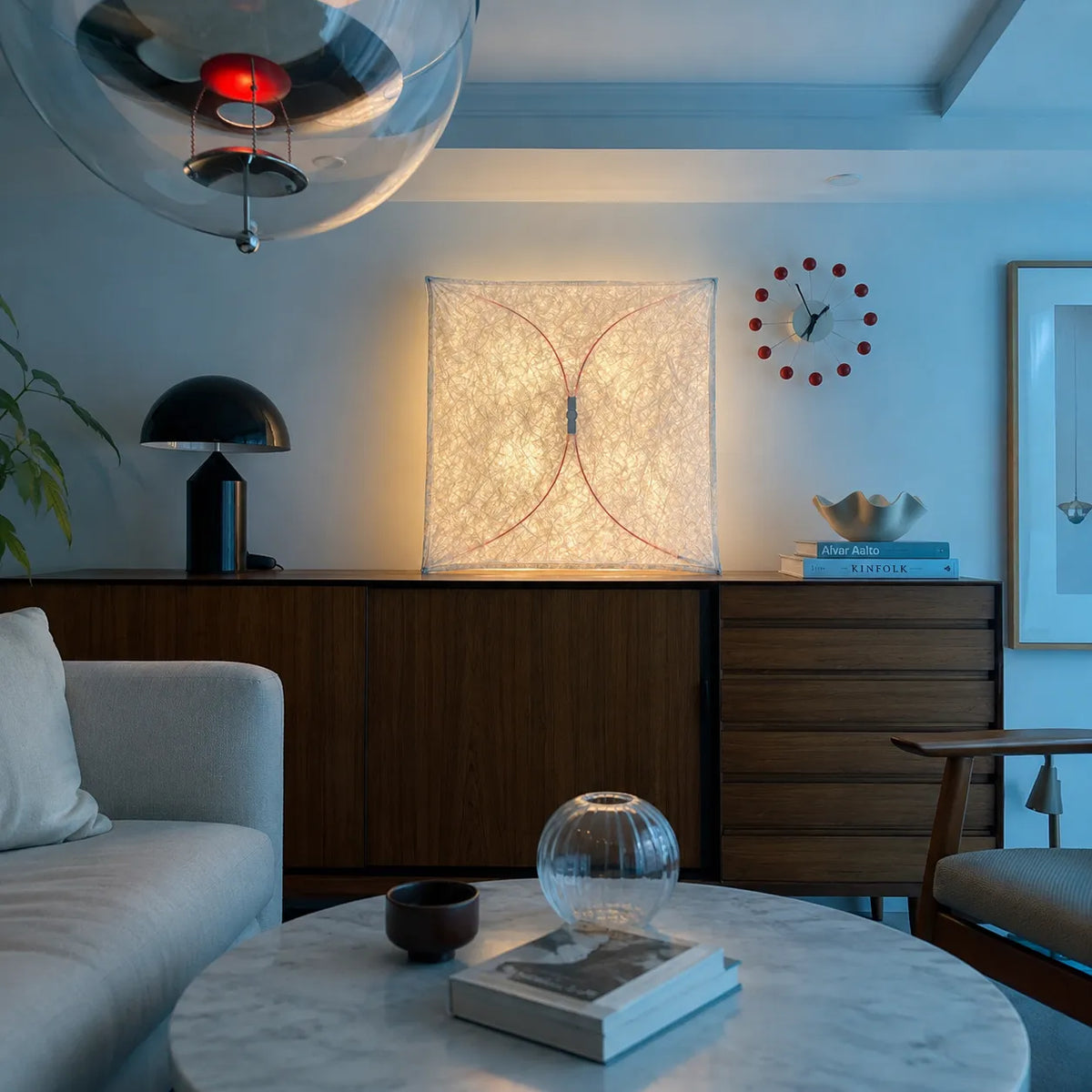 Kitchen Ceiling Light with Translucent Paper Diffuser and Minimal Metal Frame