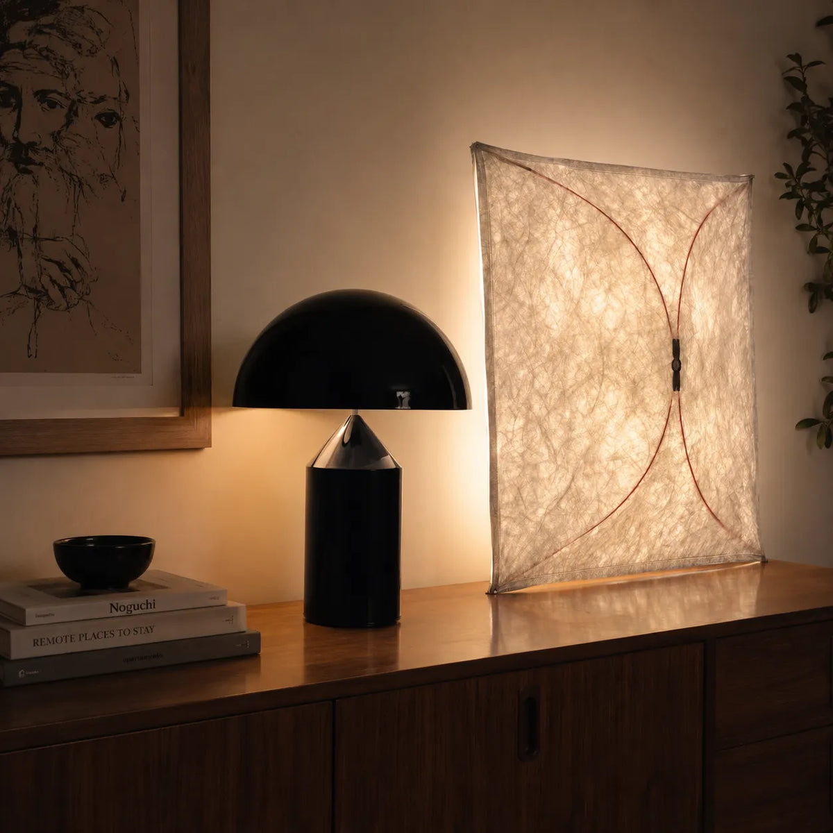 Kitchen Ceiling Light with Translucent Paper Diffuser and Minimal Metal Frame