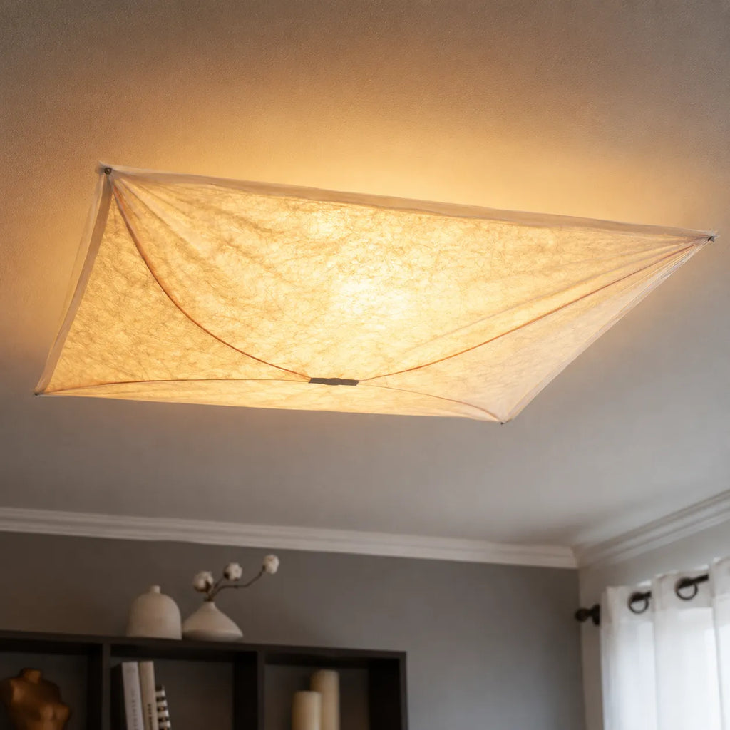 Kitchen Ceiling Light with Translucent Paper Diffuser and Minimal Metal Frame