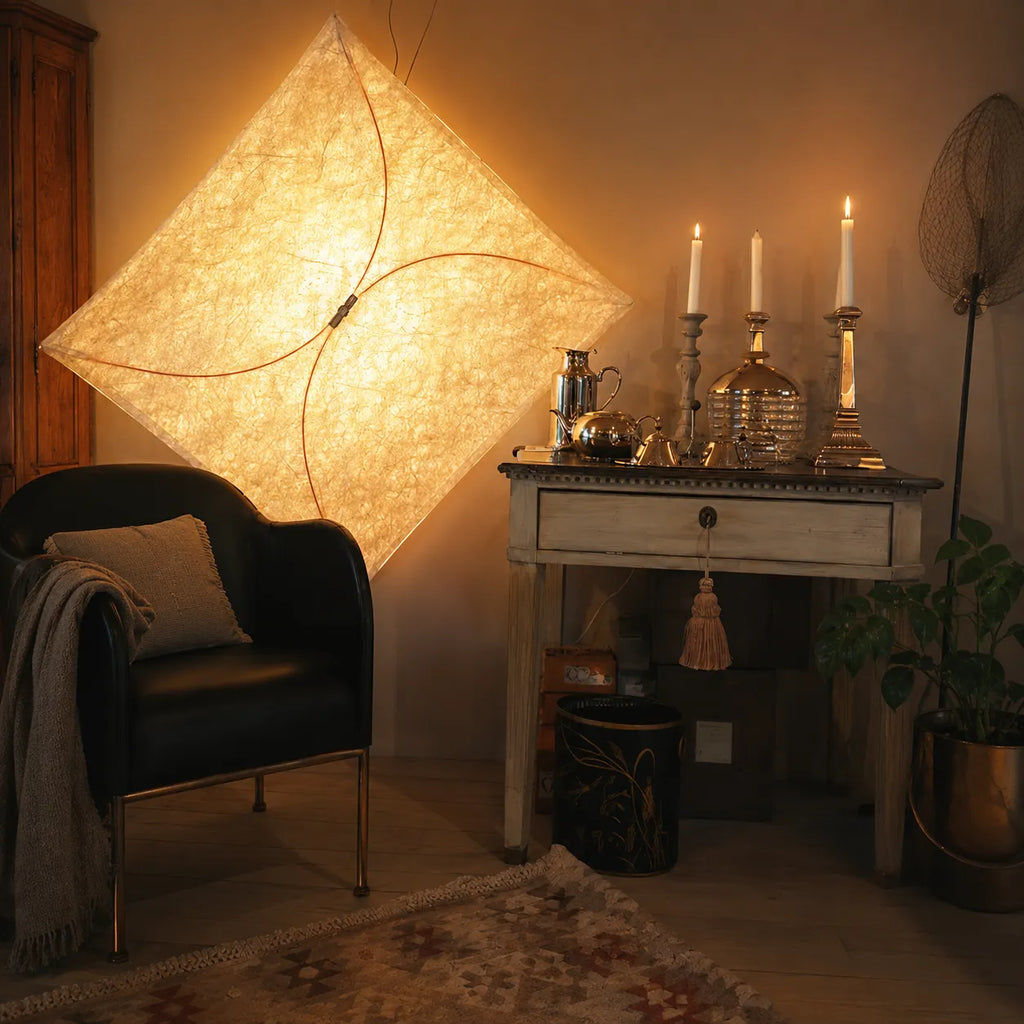 Kitchen Ceiling Light with Translucent Paper Diffuser and Minimal Metal Frame