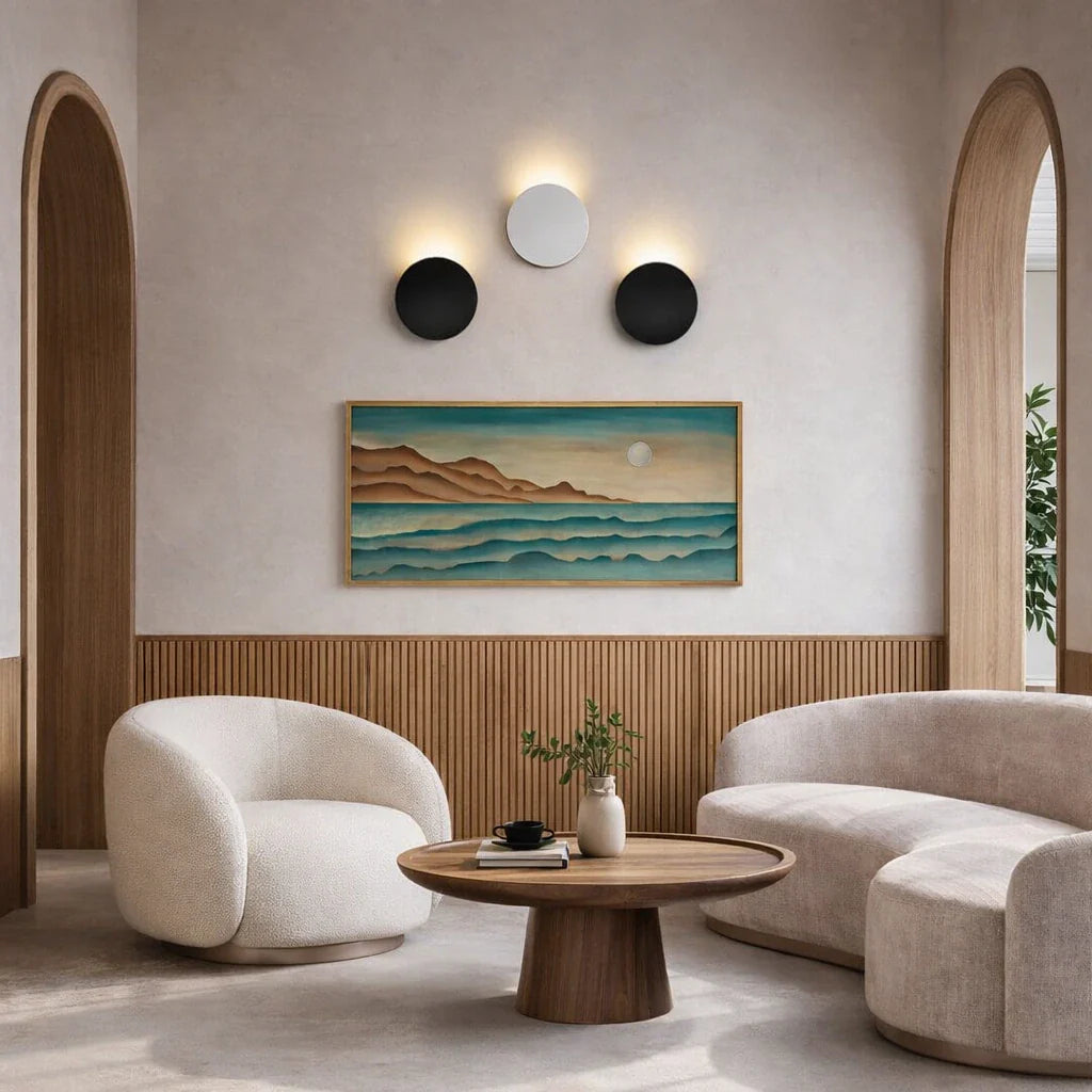 Applique da salotto dal design moderno curvo a LED e luce calda