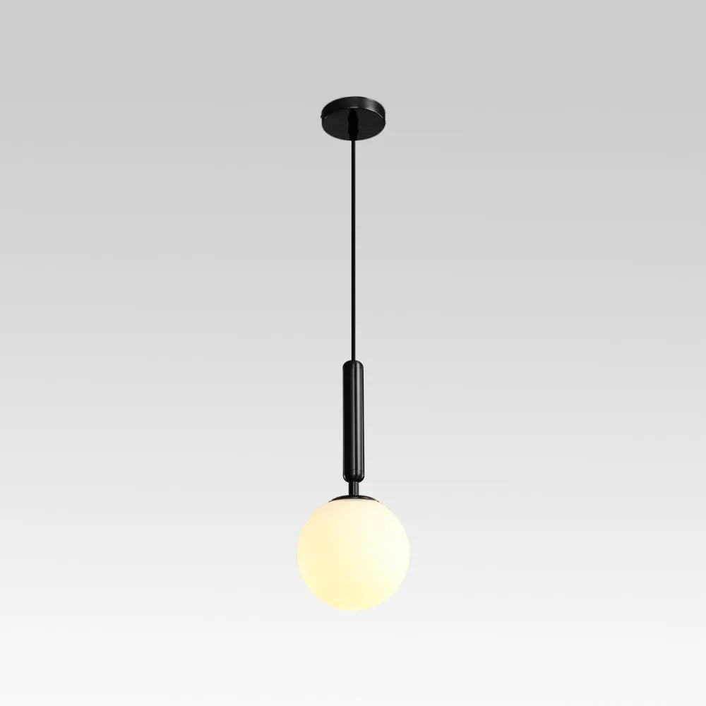 Glass Globe Pendant Light with Adjustable Cable and Milky White Spherical Shade