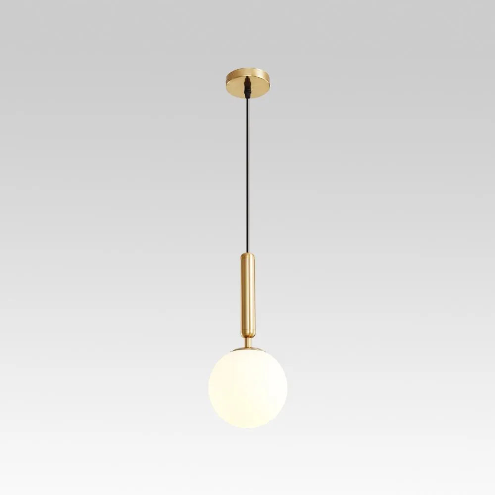 Glass Globe Pendant Light with Adjustable Cable and Milky White Spherical Shade