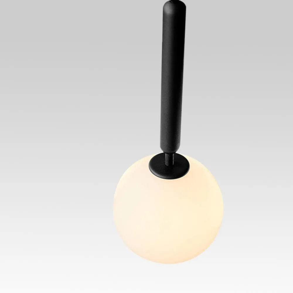 Suspension à globe en verre avec câble réglable et abat-jour sphérique blanc laiteux