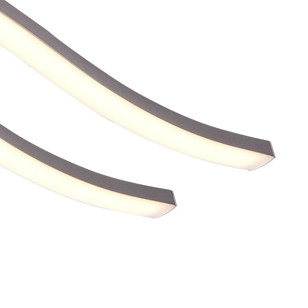 LED Ceiling Light Fixture with Modern Wave Design and Semi Flush Mount for Bedrooms