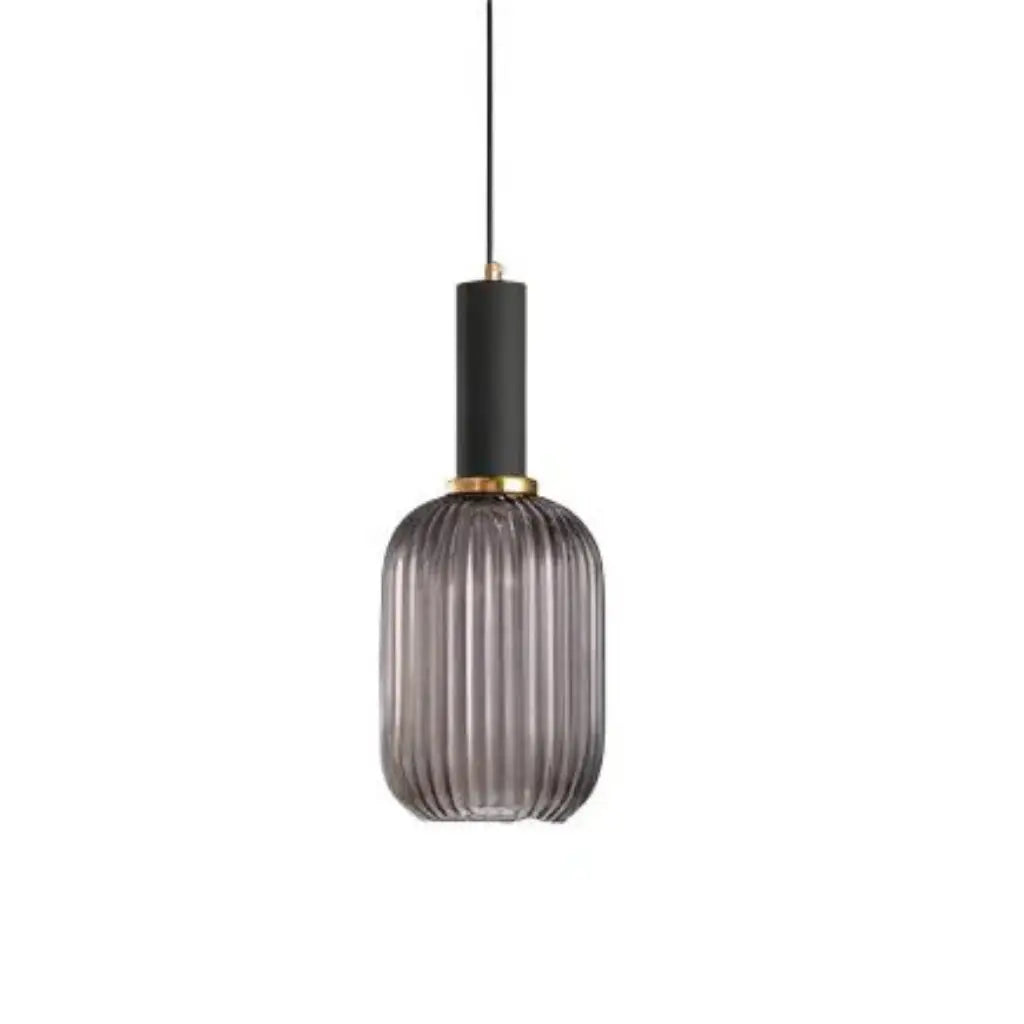 Suspension avec verre cannelé et éléments en métal Art déco