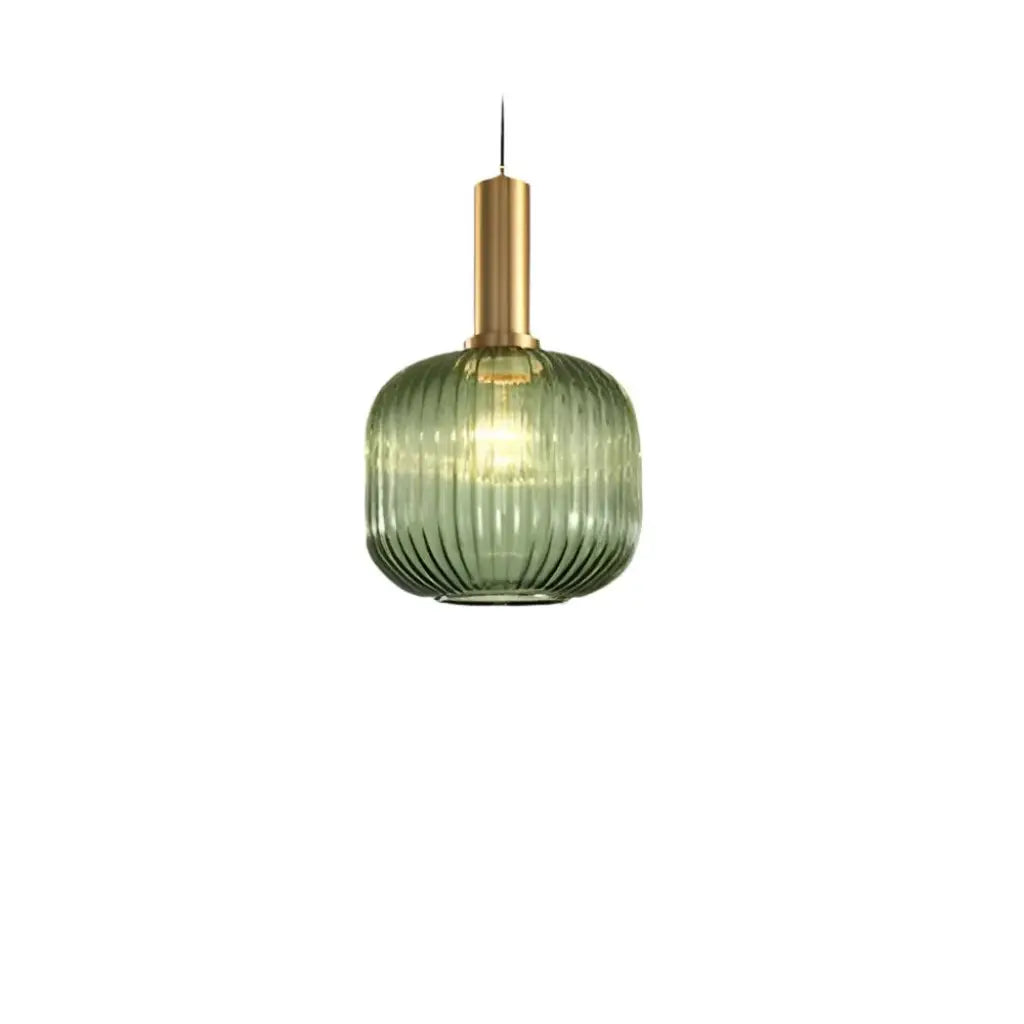 Suspension avec verre cannelé et éléments en métal Art déco