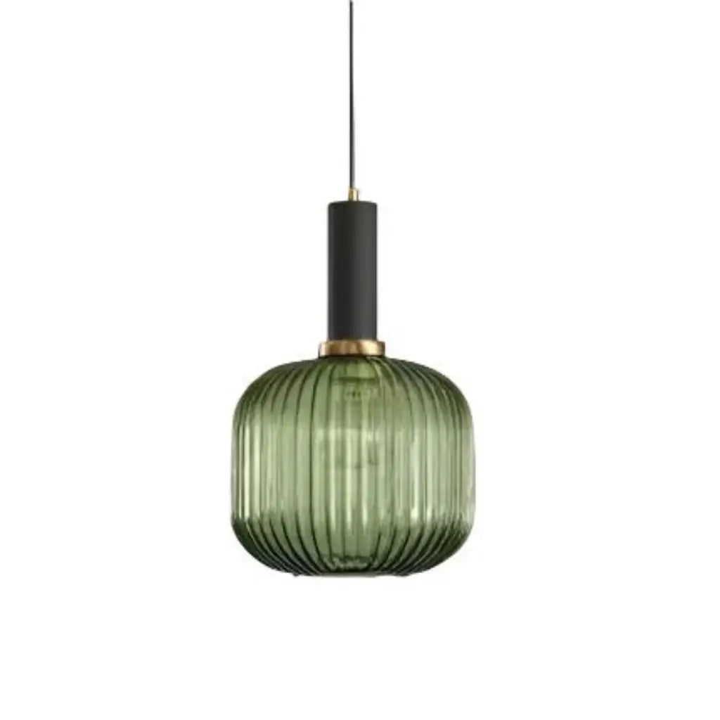 Suspension avec verre cannelé et éléments en métal Art déco