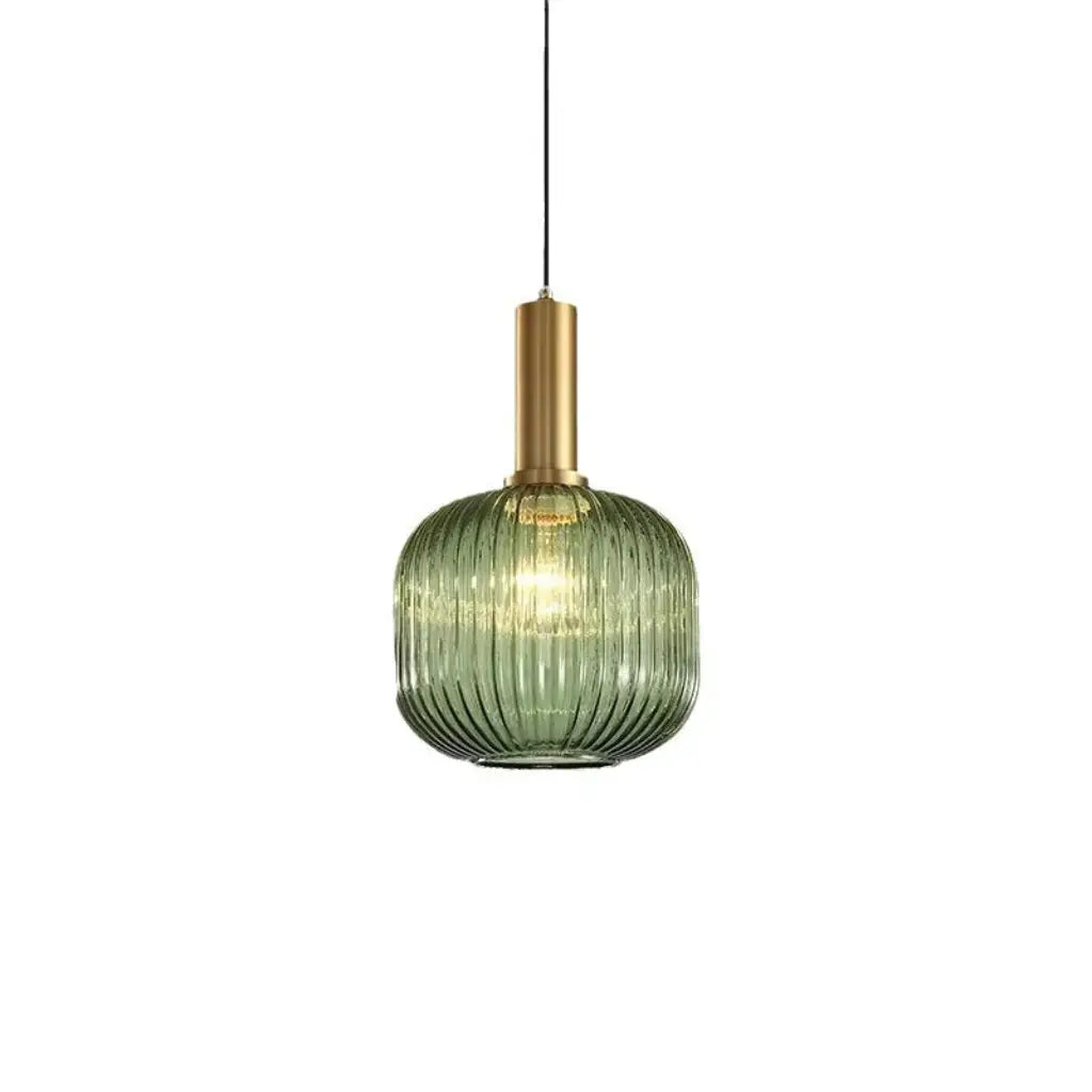 Pendant Light with Fluted Glass and Art Deco Metal Fittings
