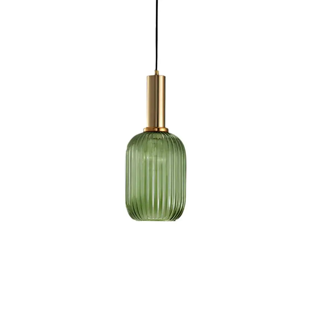 Pendant Light with Fluted Glass and Art Deco Metal Fittings
