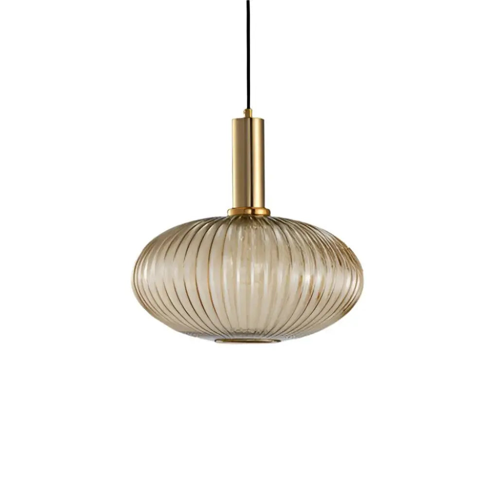 Pendant Light with Fluted Glass and Art Deco Metal Fittings