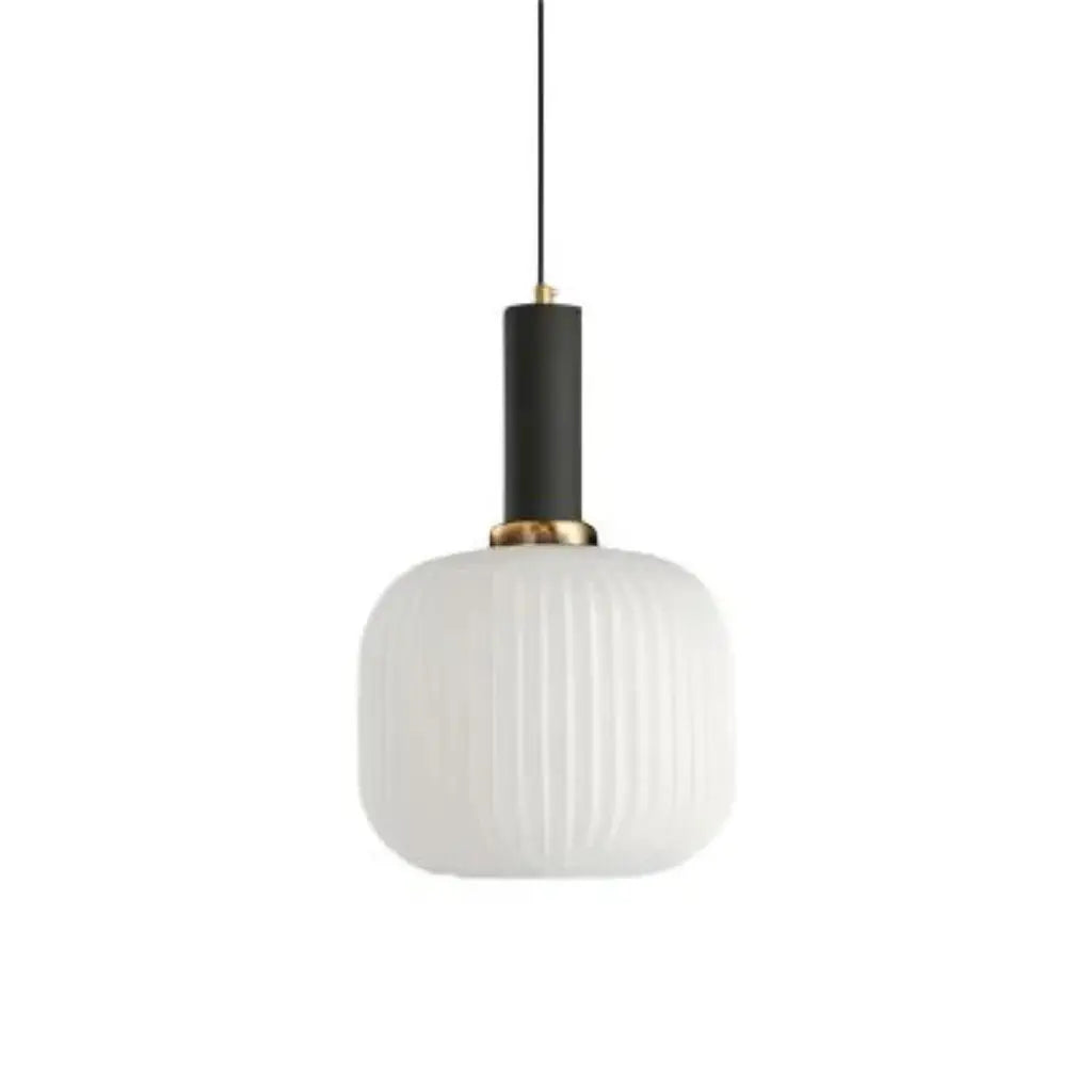 Suspension avec verre cannelé et éléments en métal Art déco