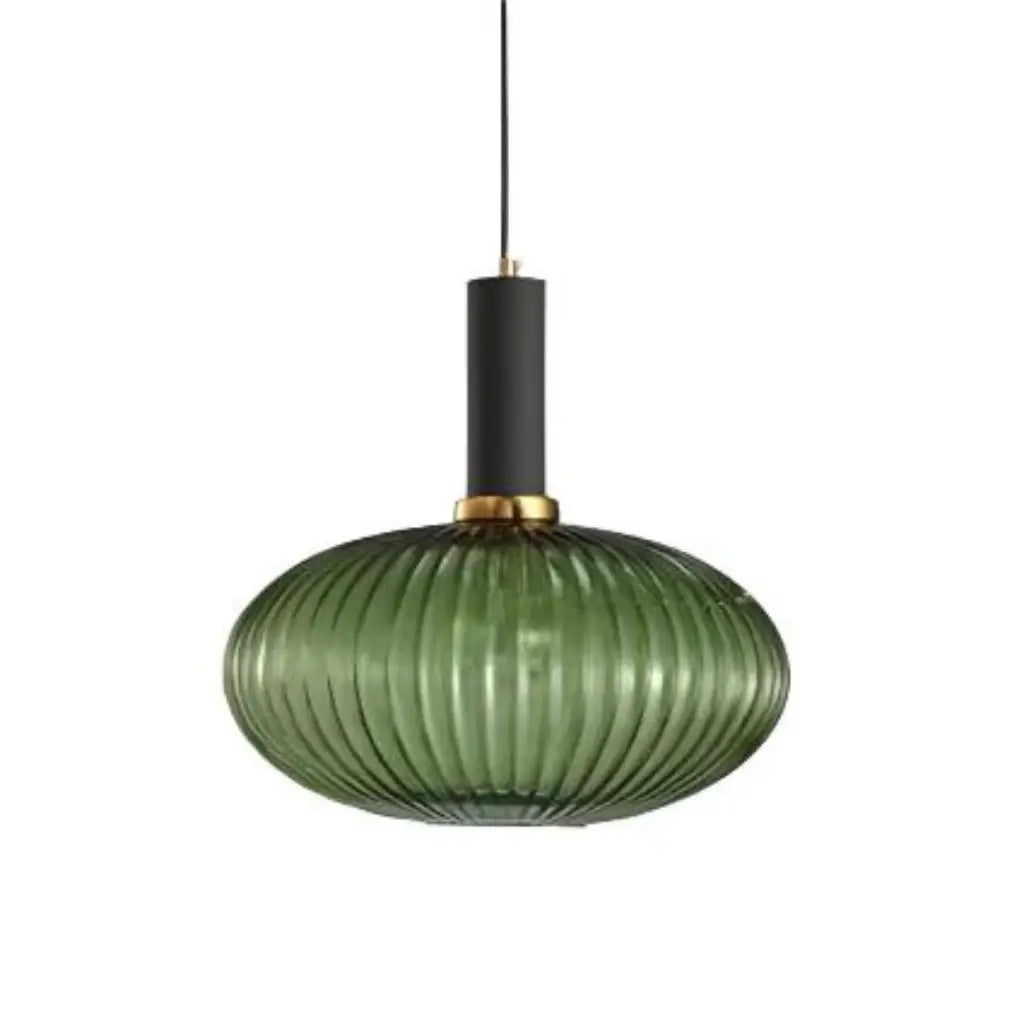 Suspension avec verre cannelé et éléments en métal Art déco