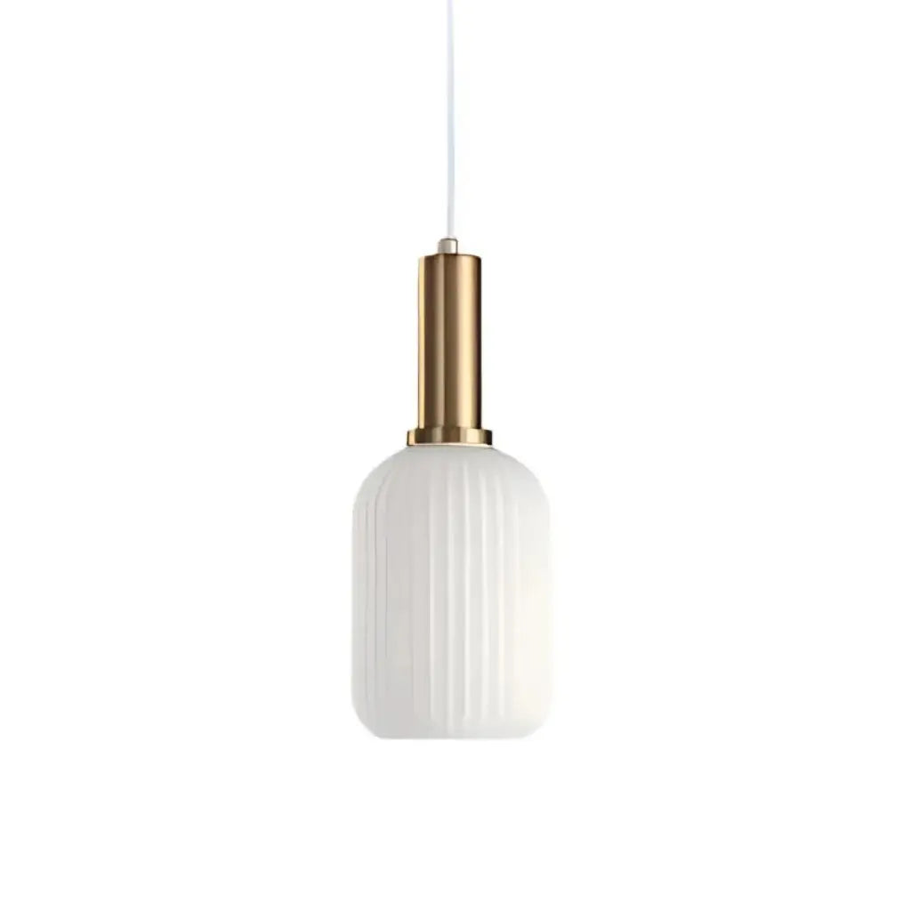 Suspension avec verre cannelé et éléments en métal Art déco
