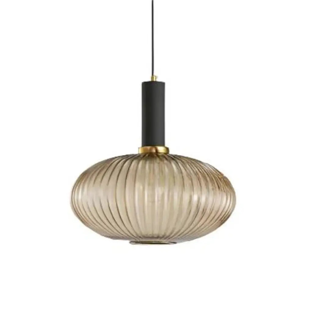 Pendant Light with Fluted Glass and Art Deco Metal Fittings
