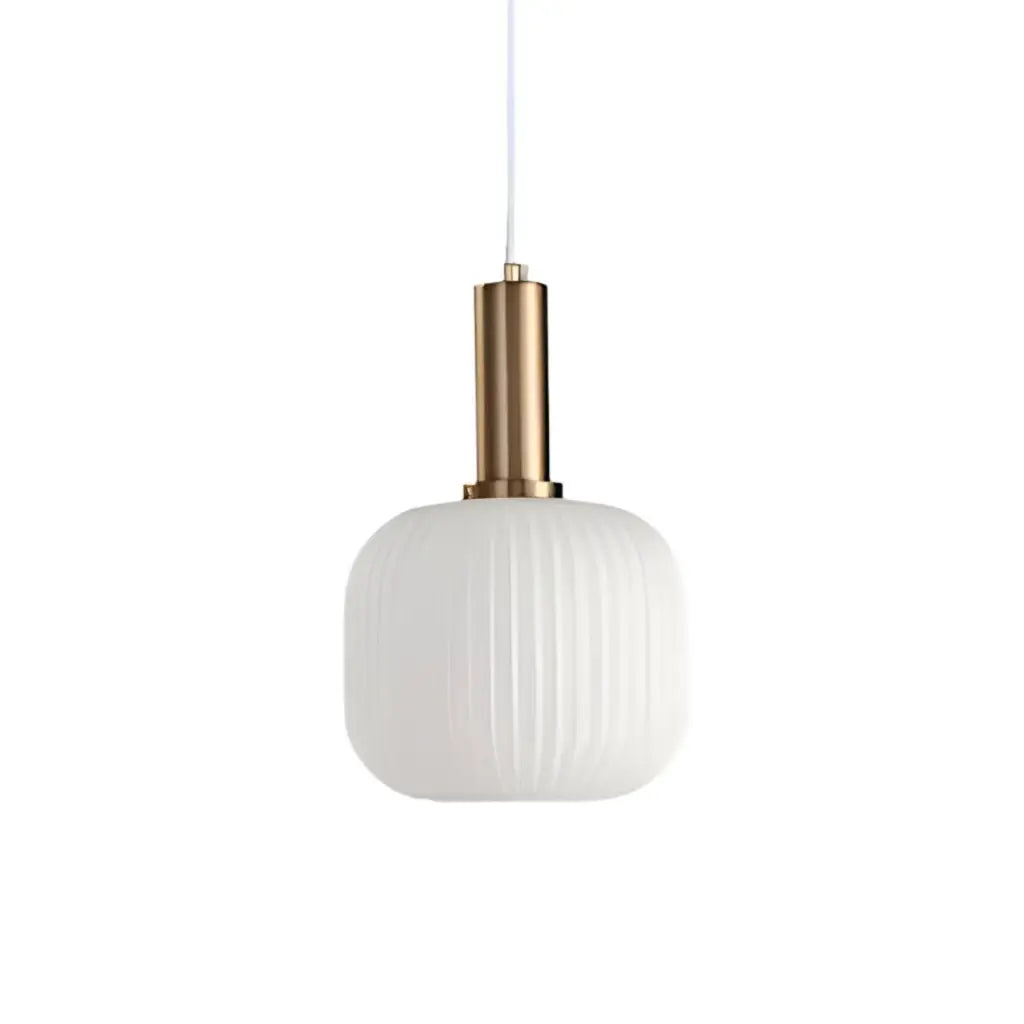 Pendant Light with Fluted Glass and Art Deco Metal Fittings