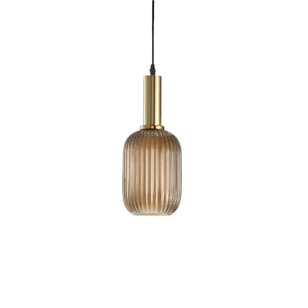 Pendant Light with Fluted Glass and Art Deco Metal Fittings