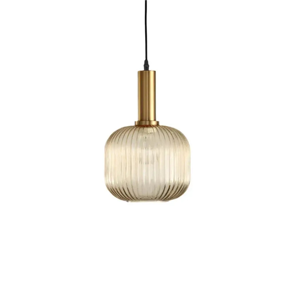 Suspension avec verre cannelé et éléments en métal Art déco