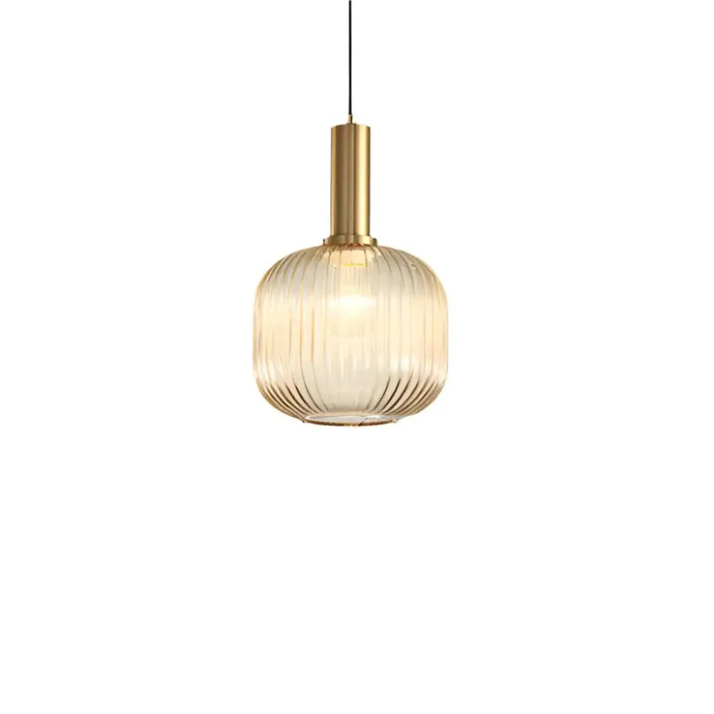 Pendant Light with Fluted Glass and Art Deco Metal Fittings