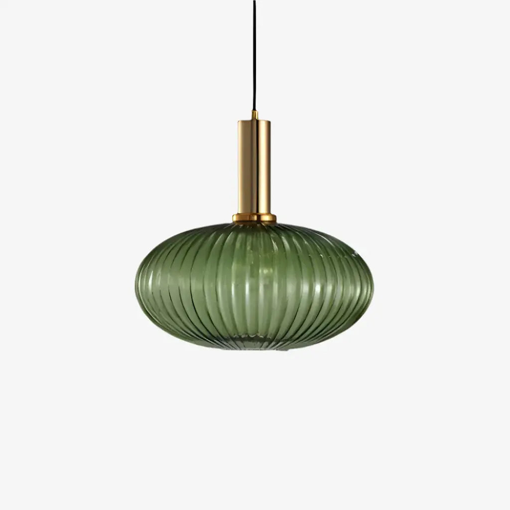 Suspension avec verre cannelé et éléments en métal Art déco