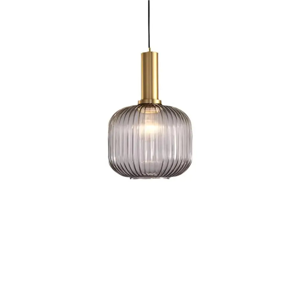 Suspension avec verre cannelé et éléments en métal Art déco