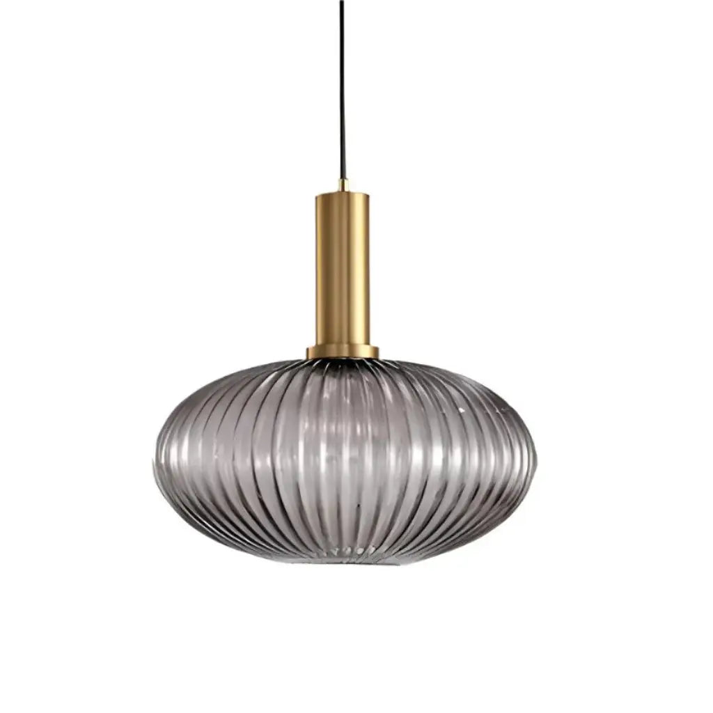 Suspension avec verre cannelé et éléments en métal Art déco