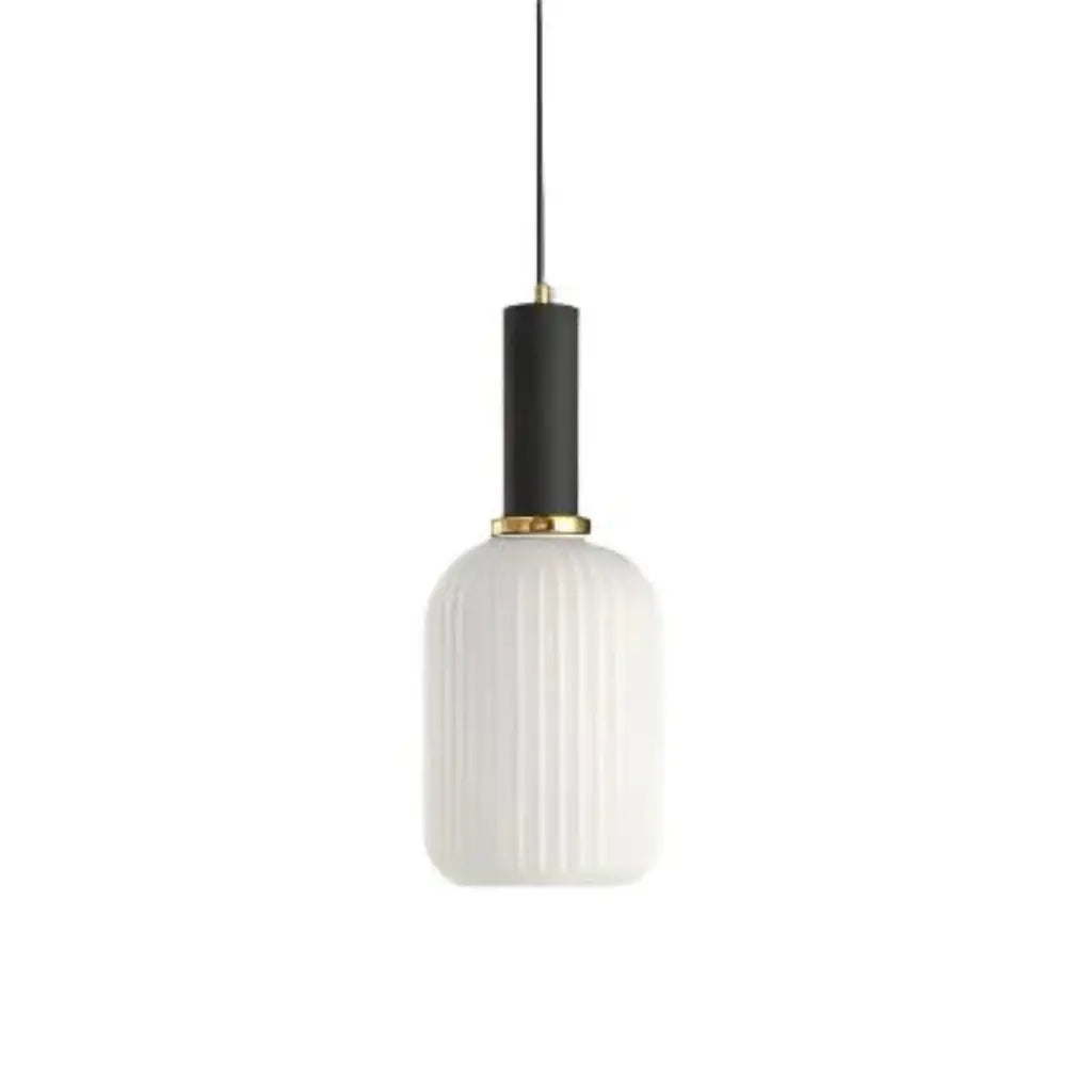 Suspension avec verre cannelé et éléments en métal Art déco