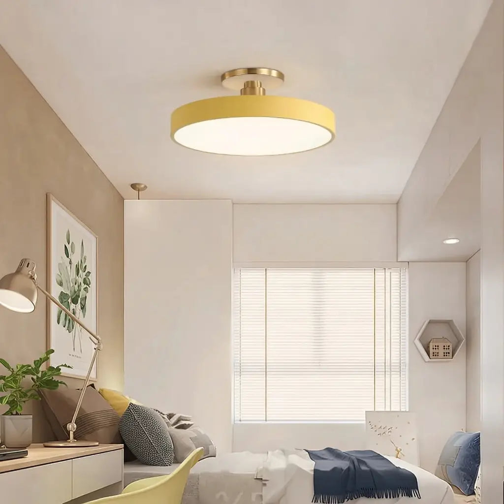 Lámpara de techo LED moderna de montaje al ras con pantalla cilíndrica Datum