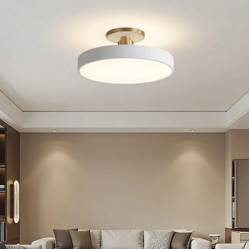 Lámpara de techo LED moderna de montaje al ras con pantalla cilíndrica Datum