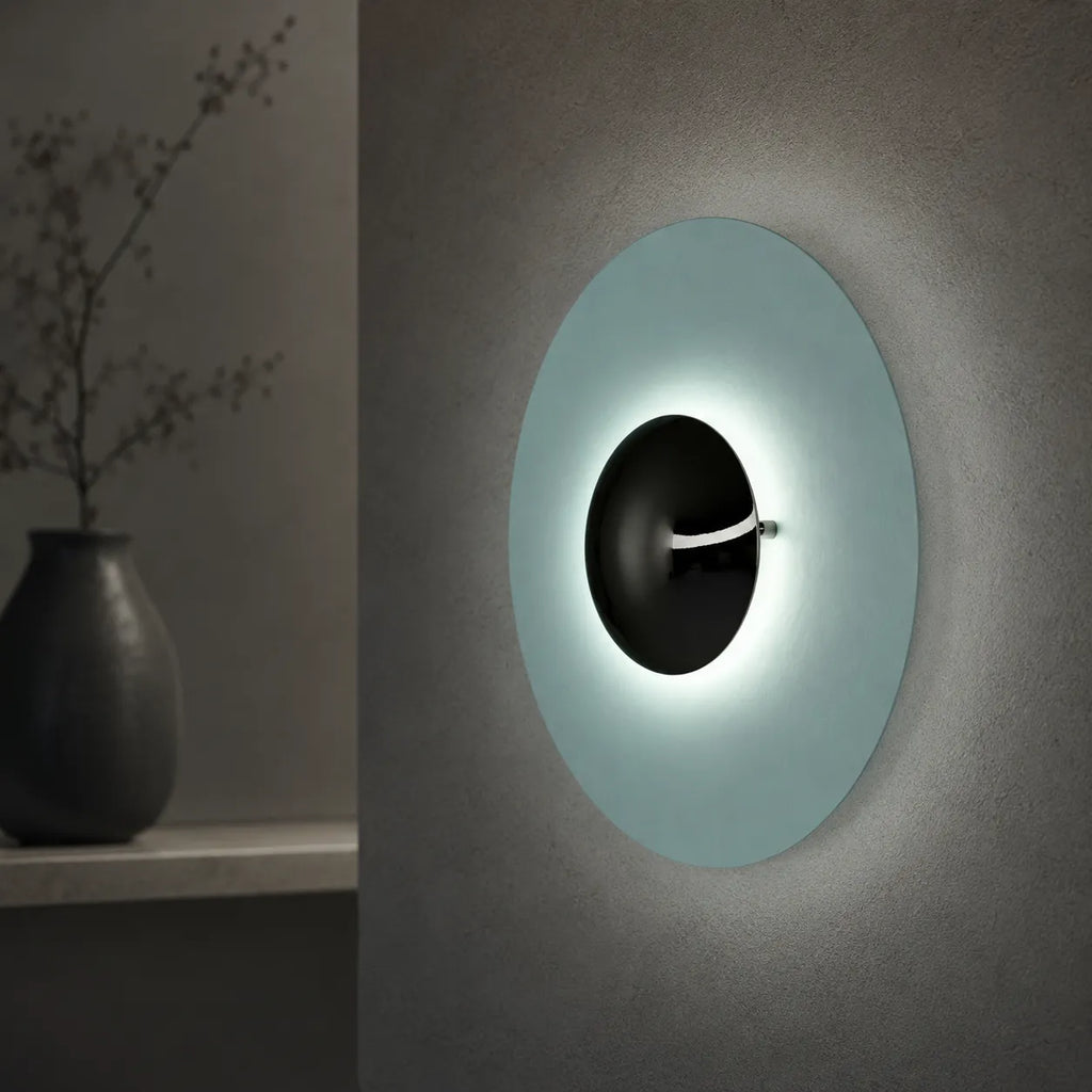 Applique murale avec abat-jour rond en métal et éclairage LED intégré à lumière chaude