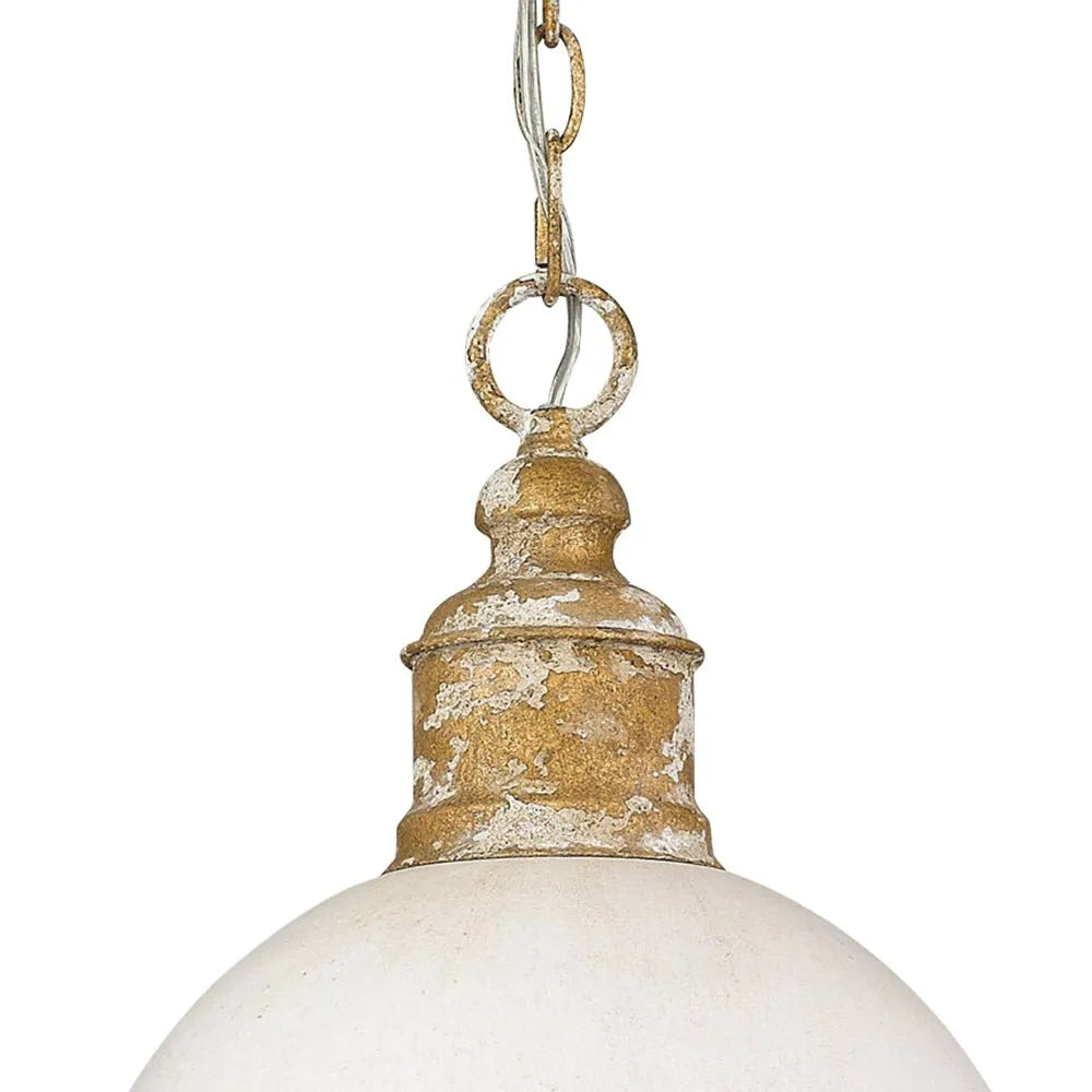 Pendelleuchte mit handgefertigtem Kuppelschirm und gealtertem Vintage-Finish