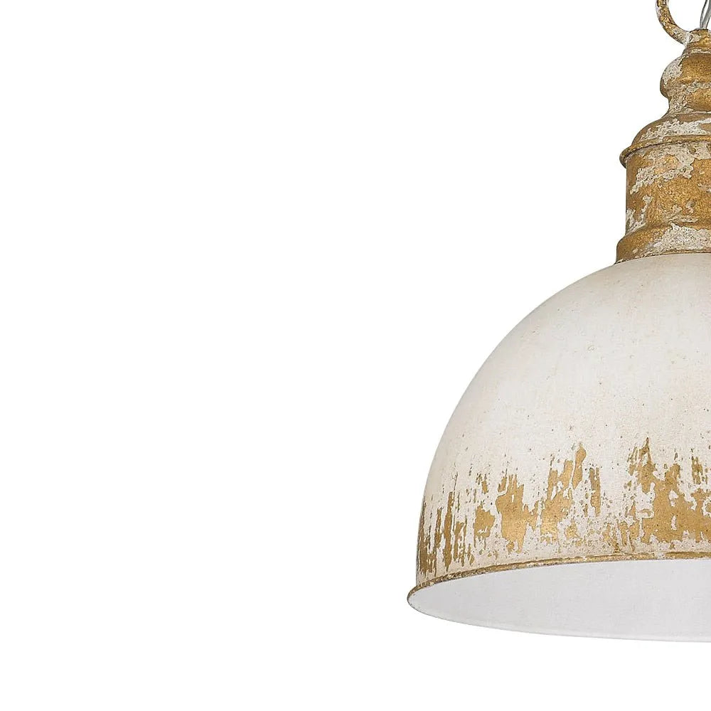 Pendelleuchte mit handgefertigtem Kuppelschirm und gealtertem Vintage-Finish