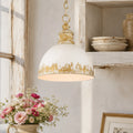 Pendelleuchte mit handgefertigtem Kuppelschirm und gealtertem Vintage-Finish