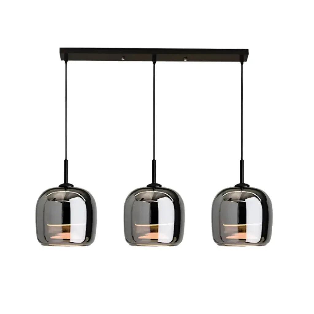 Pendant Light with Hand-Blown Smoked Glass Bell Shade and LED