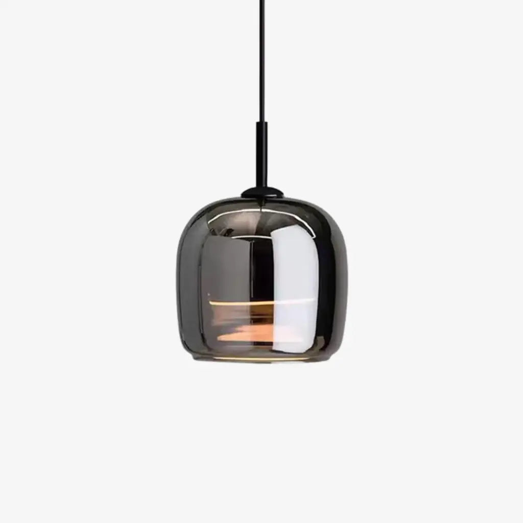 Pendant Light with Hand-Blown Smoked Glass Bell Shade and LED