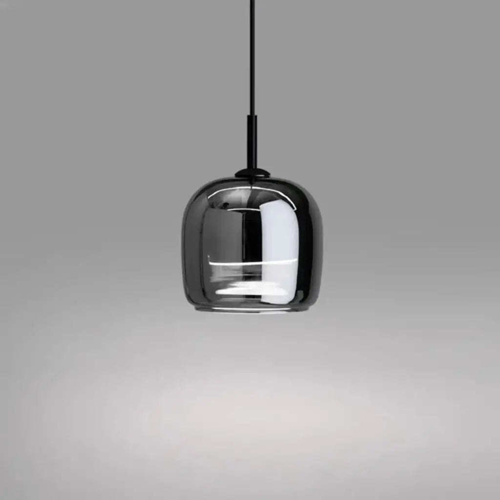 Suspension LED avec abat-jour cloche en verre fumé soufflé à la main