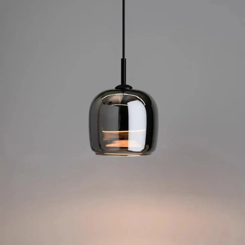 Pendant Light with Hand-Blown Smoked Glass Bell Shade and LED