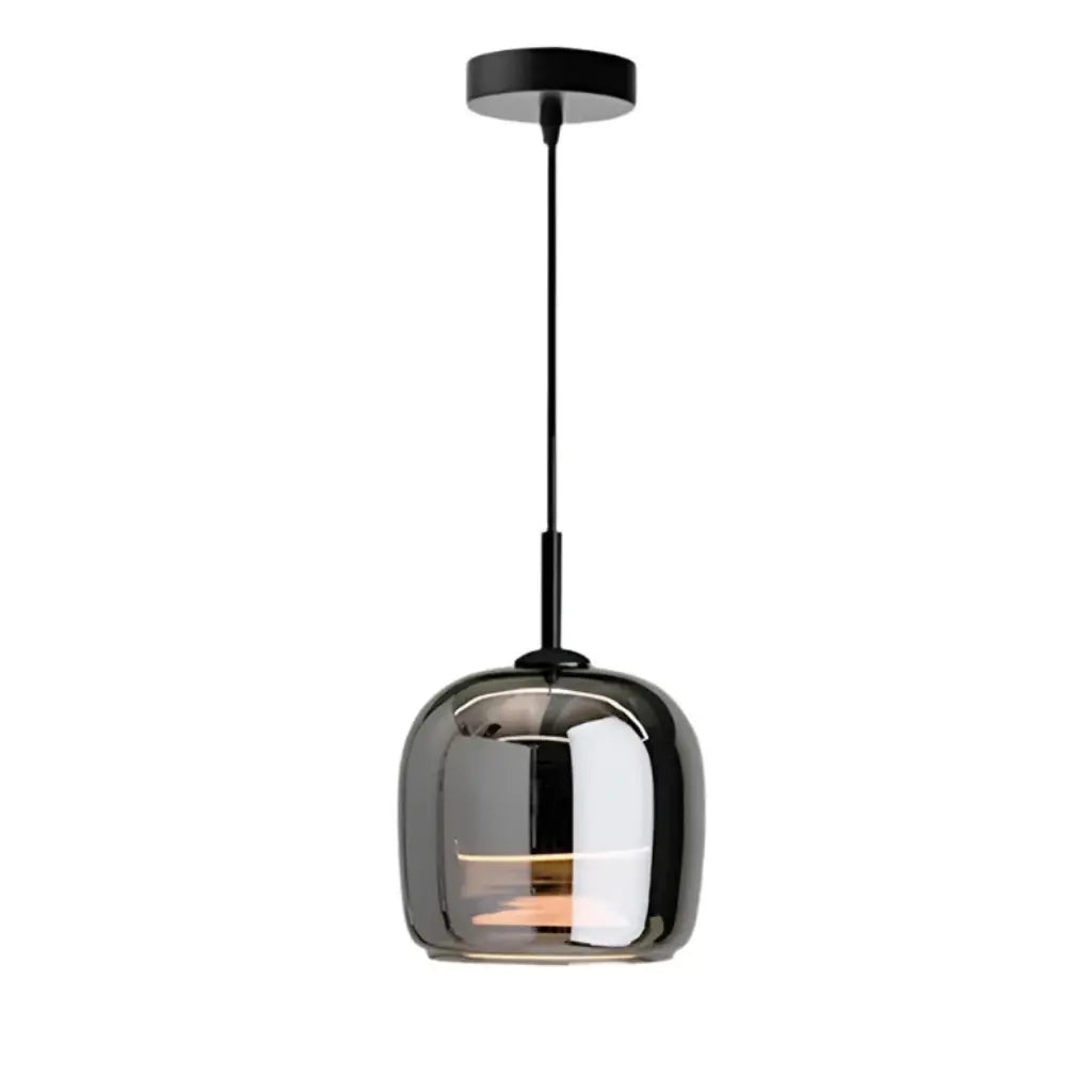 Suspension LED avec abat-jour cloche en verre fumé soufflé à la main