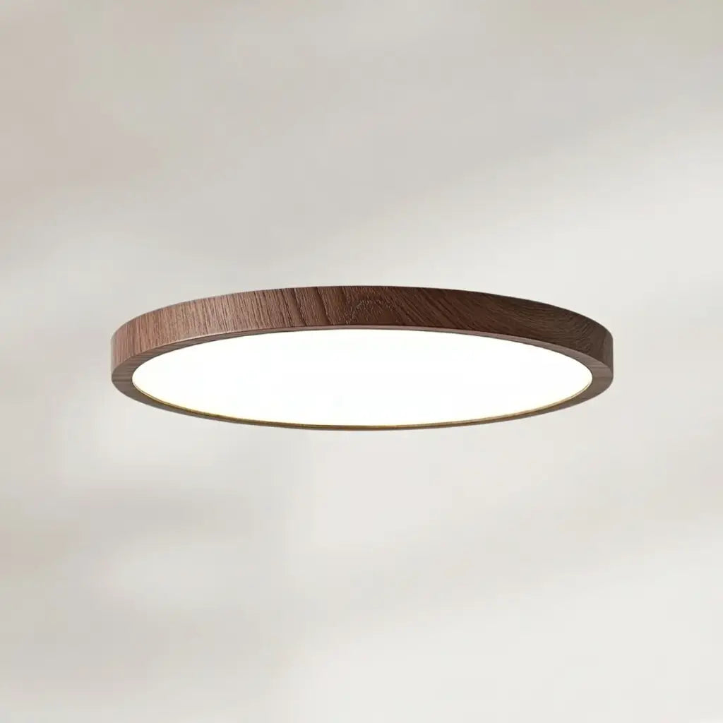 Plafonnier LED extra-fin avec cadre effet bois