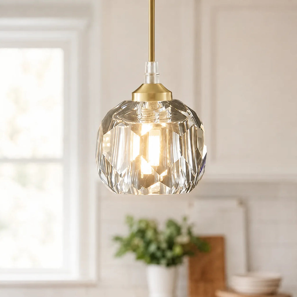 Suspension moderne en forme de globe en cristal facetté Livia