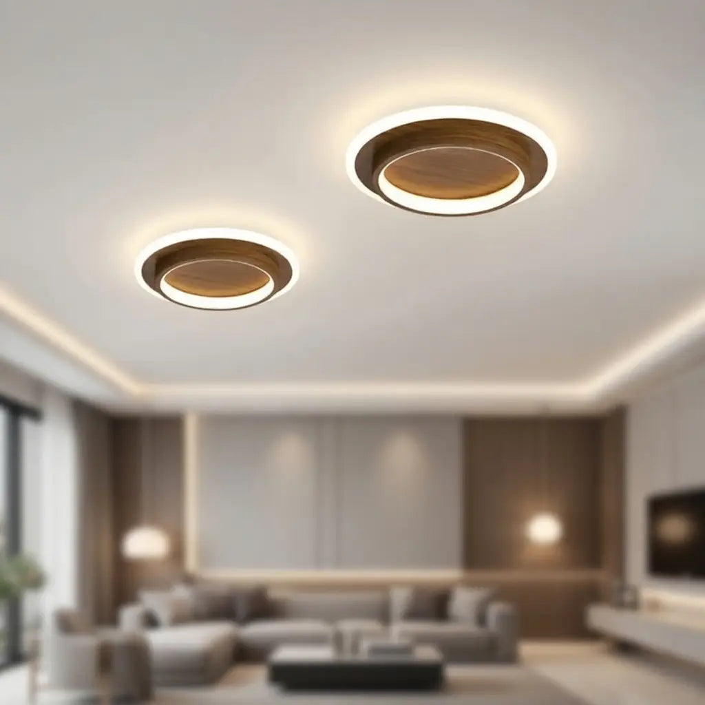 LED-Deckenleuchte mit Halo-Ring und zweilagiger Beleuchtung