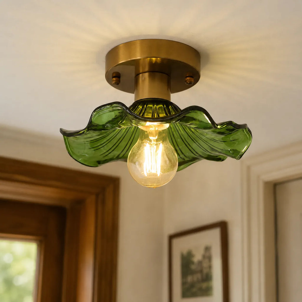 Moderne skulpturale Glasblumen-Deckenleuchte Florian
