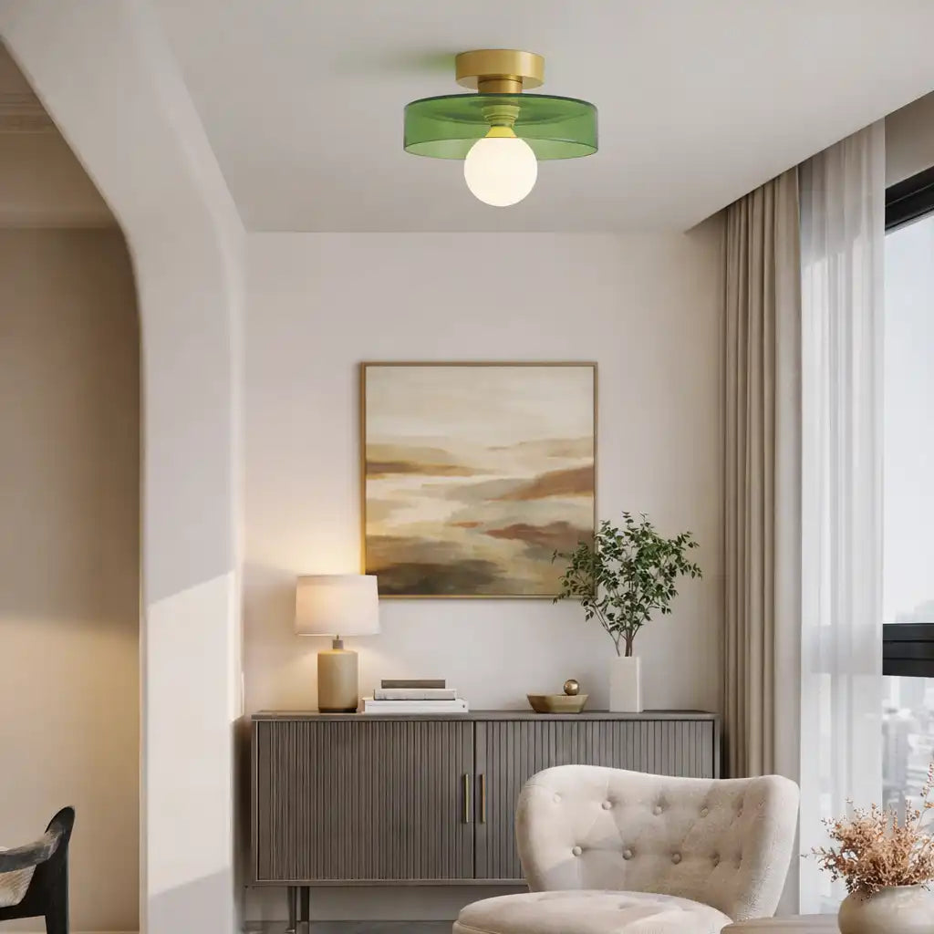 Plafoniera a filo soffitto in stile Bauhaus con paralume in vetro, per la cucina